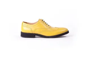 Men's Lemon & Black Accented Brogue Wingtip (EX-121)