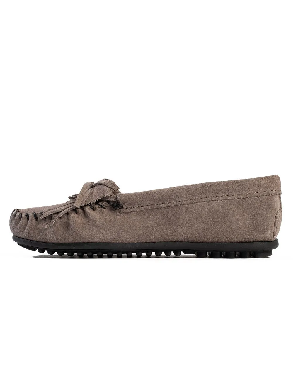 Minnetonka Kilty moccasins, gray