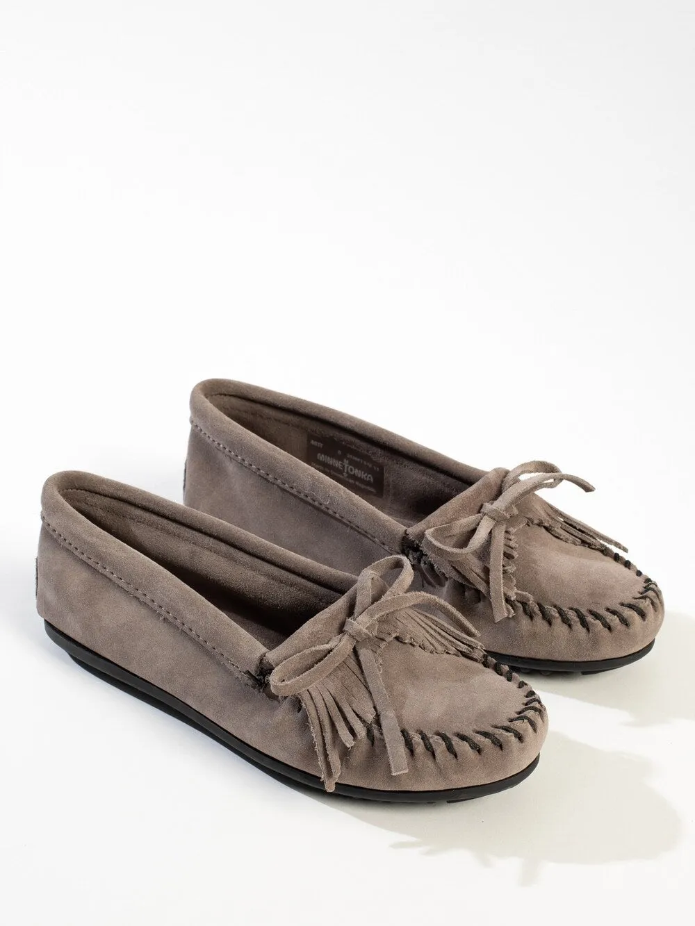 Minnetonka Kilty moccasins, gray