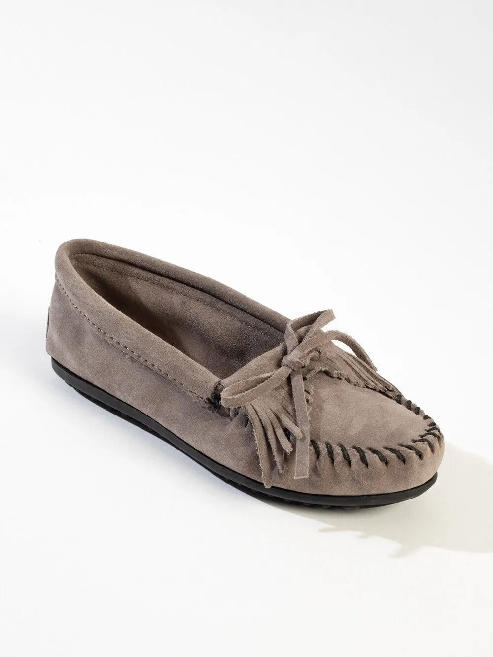 Minnetonka Kilty moccasins, gray