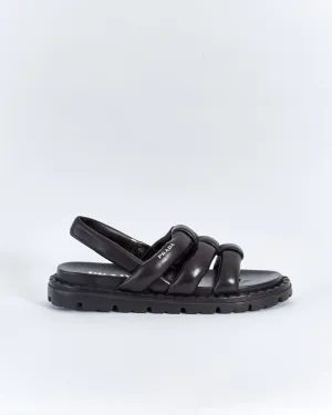 Prada 'blow' padded leather slingback sandals, black, 39.5