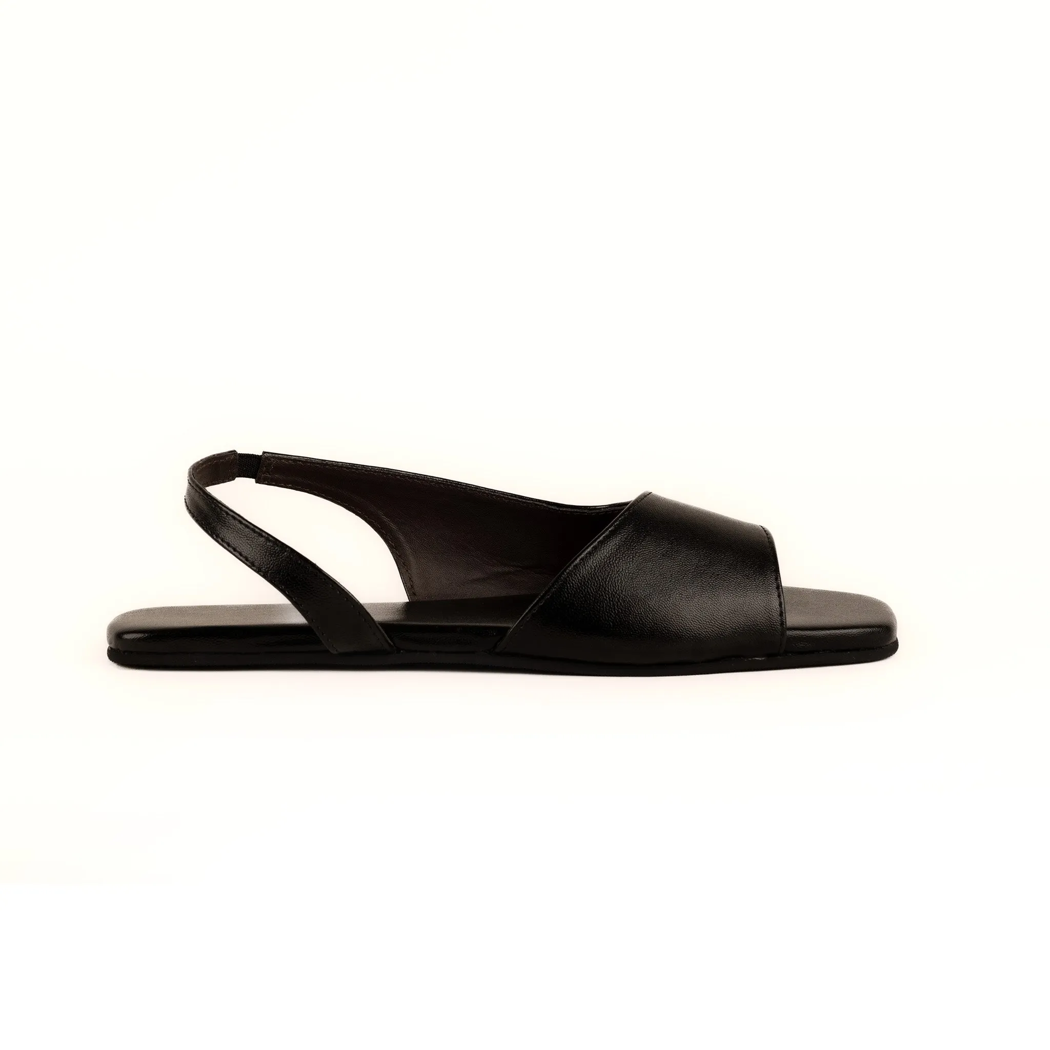 Seashell Slingback Vegan Leather Black Women Sandals Thrift Edit