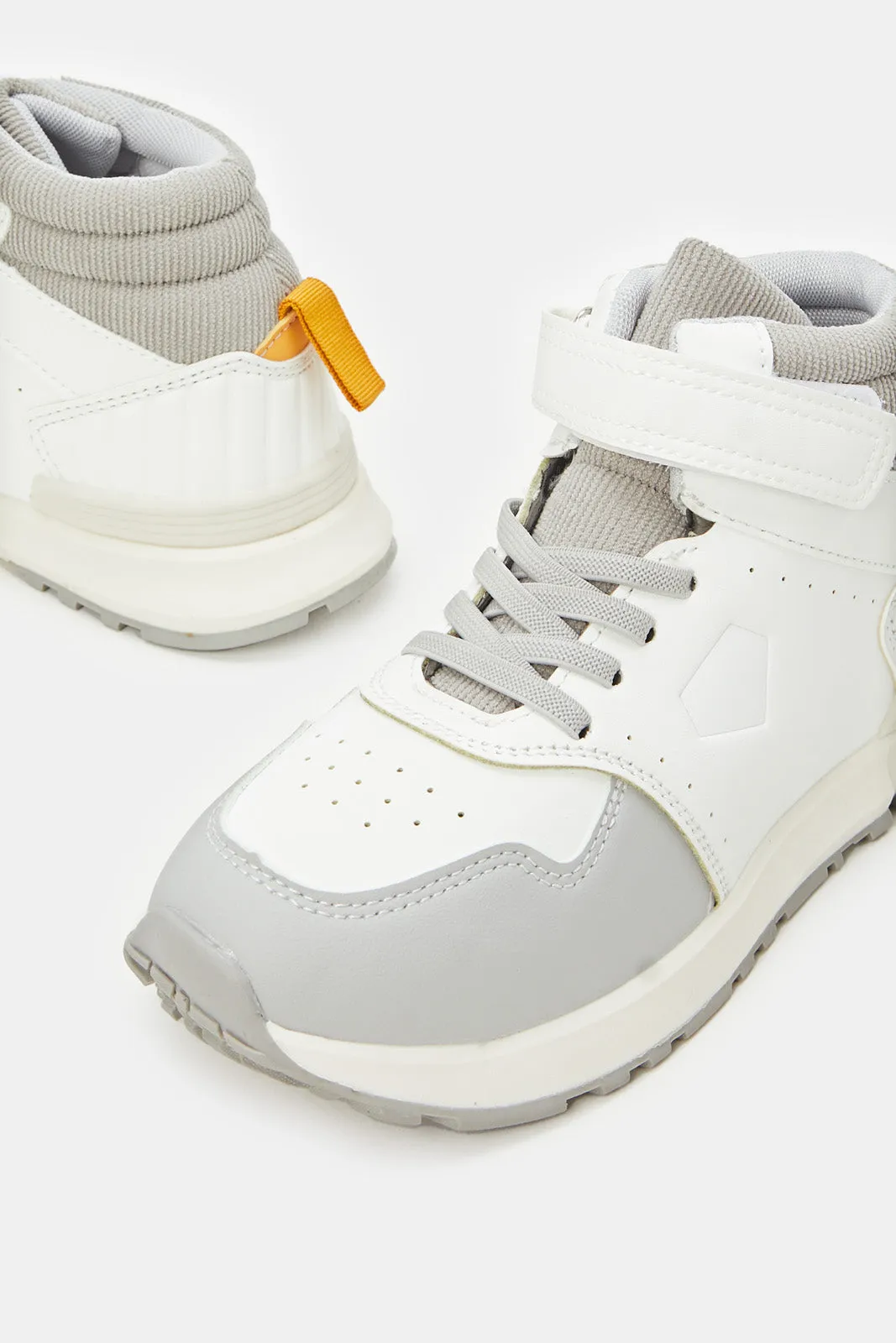 Senior Boys White High Top Sneakers