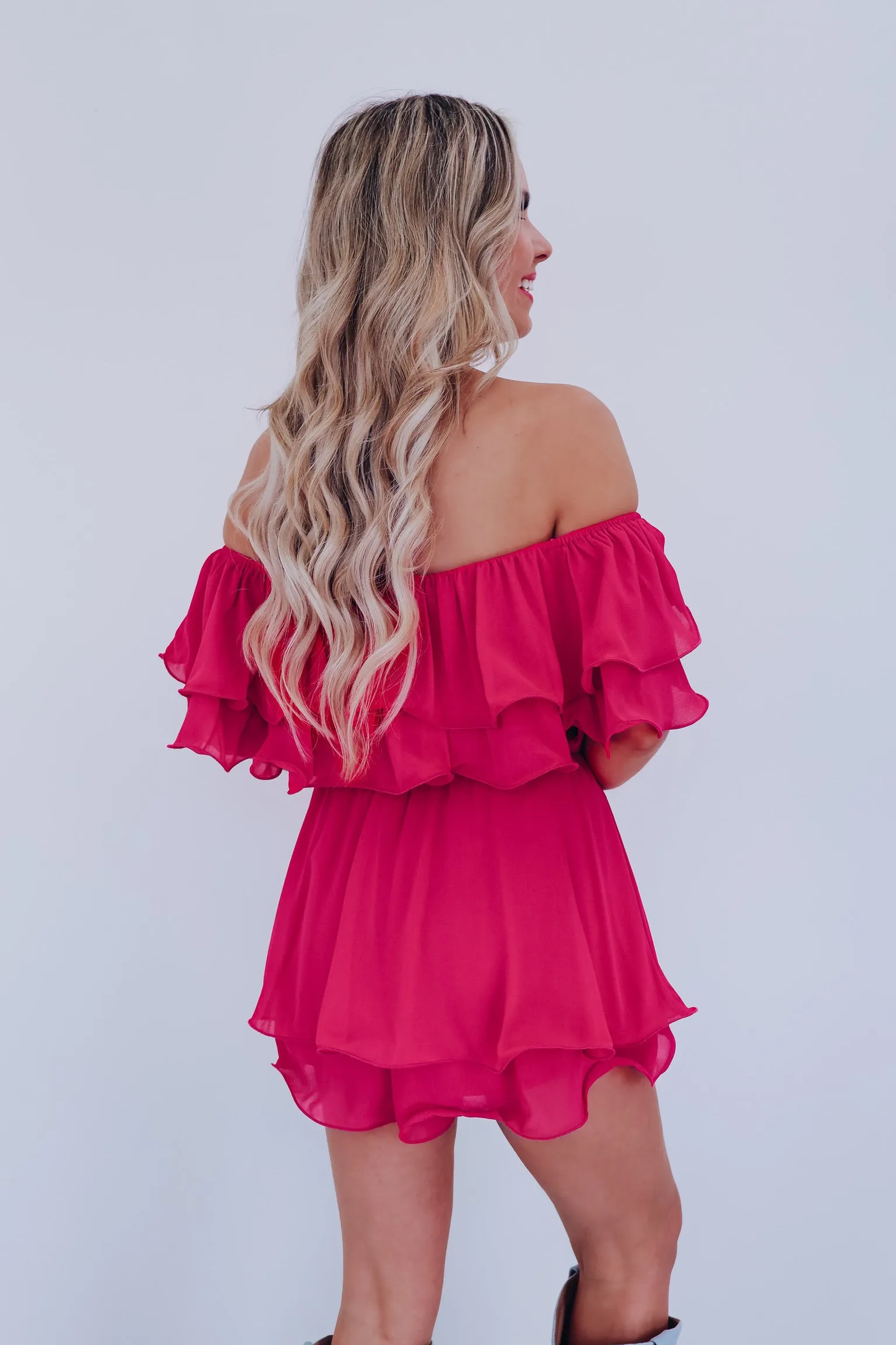 Spring Breeze Chiffon Romper - Pink