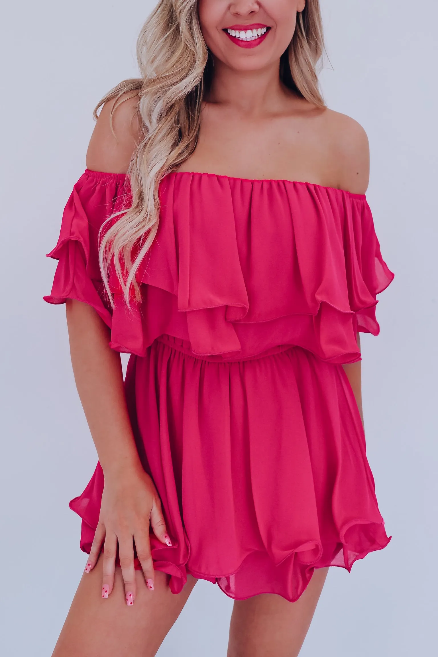 Spring Breeze Chiffon Romper - Pink