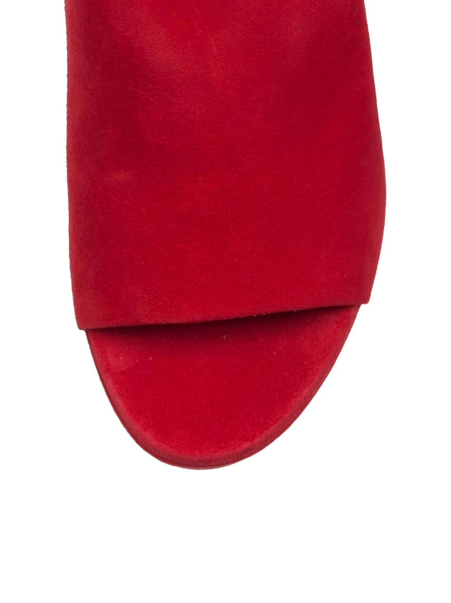 Suede Platform 90mm Peep Toe Mule - Red