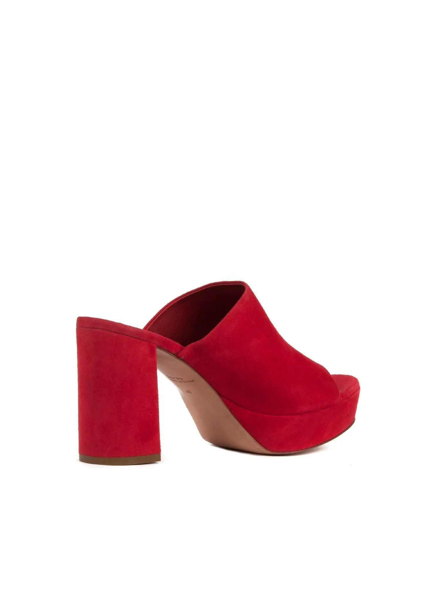 Suede Platform 90mm Peep Toe Mule - Red