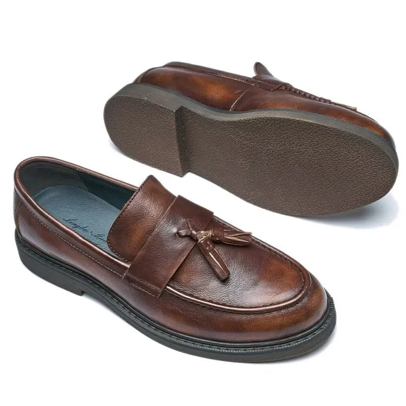 TasselLuxo Cow Leather Slip On Loafers