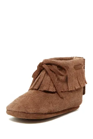 Taupe Suede Fringe Moccasins