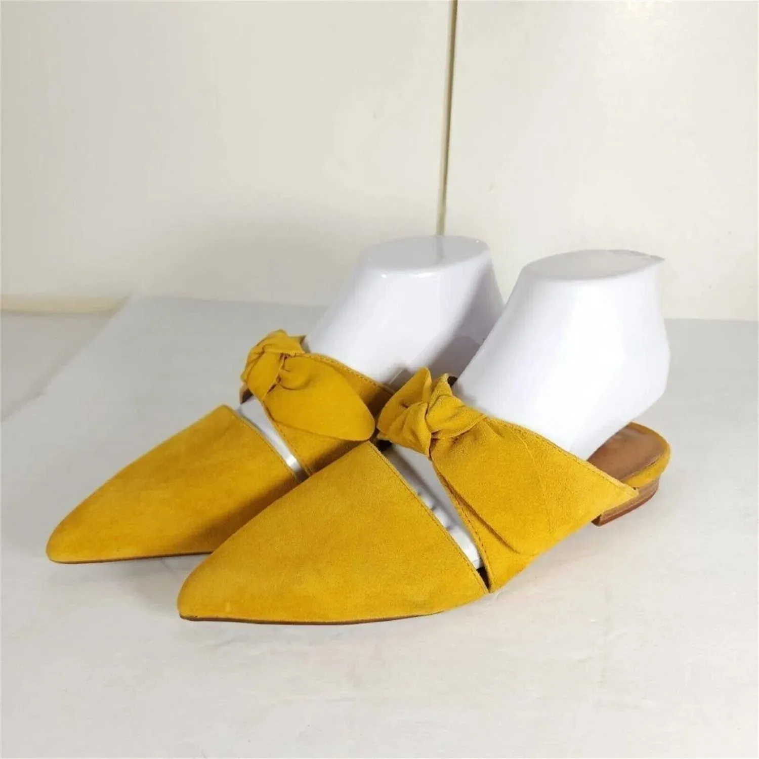 TAVIMART  -  Pointed Toe Slip On Block Heel Bow Knot Mule Flats Faux Suede Slipper Slingback Elegant Sandals Woman Shoes