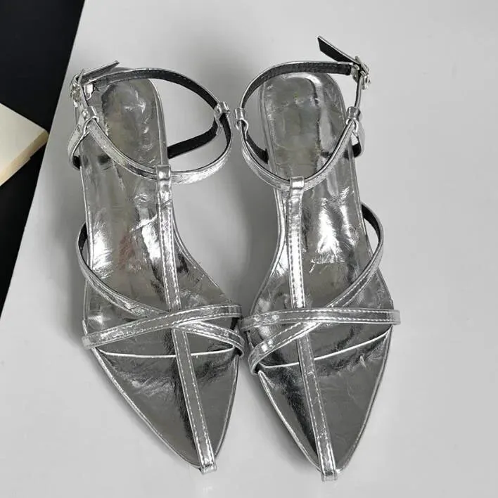 TAVIMART  -  Silver burgundy Straps Hollow pointed Toe Kitten heels Sandals cross strap Women Banquet Shoes Zapatos Mujere