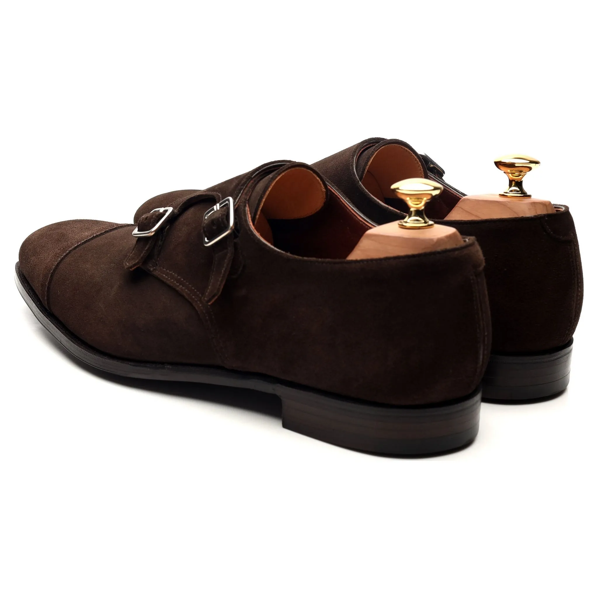 'Thomas' Dark Brown Suede Double Monk Strap UK 10 E