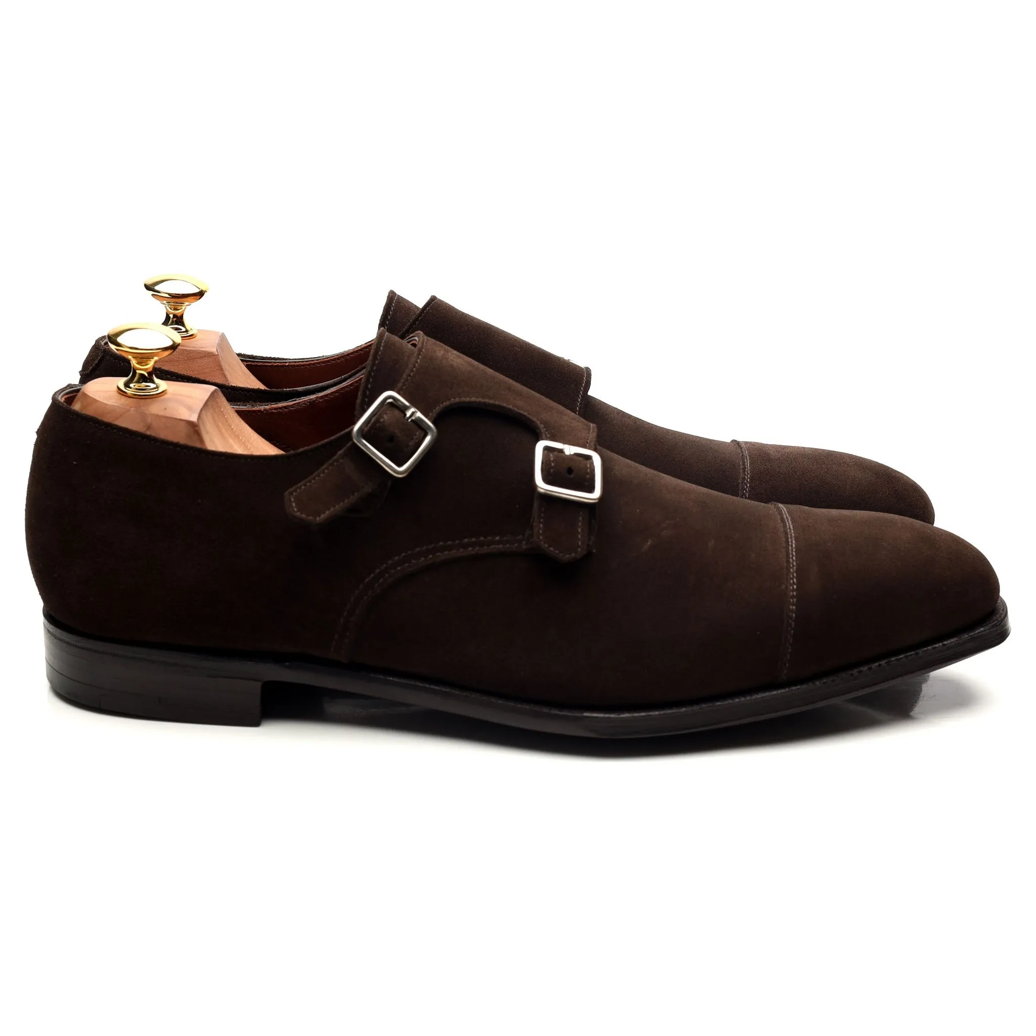 'Thomas' Dark Brown Suede Double Monk Strap UK 10 E