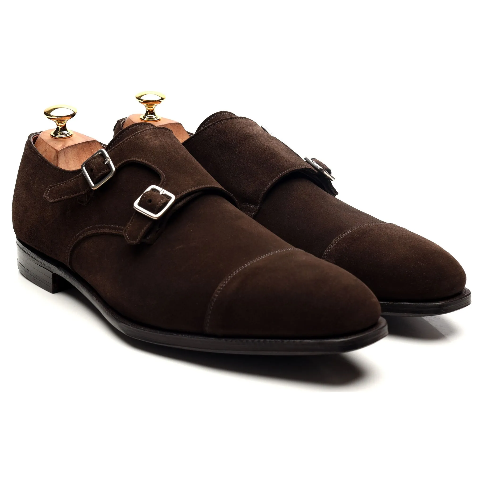 'Thomas' Dark Brown Suede Double Monk Strap UK 10 E