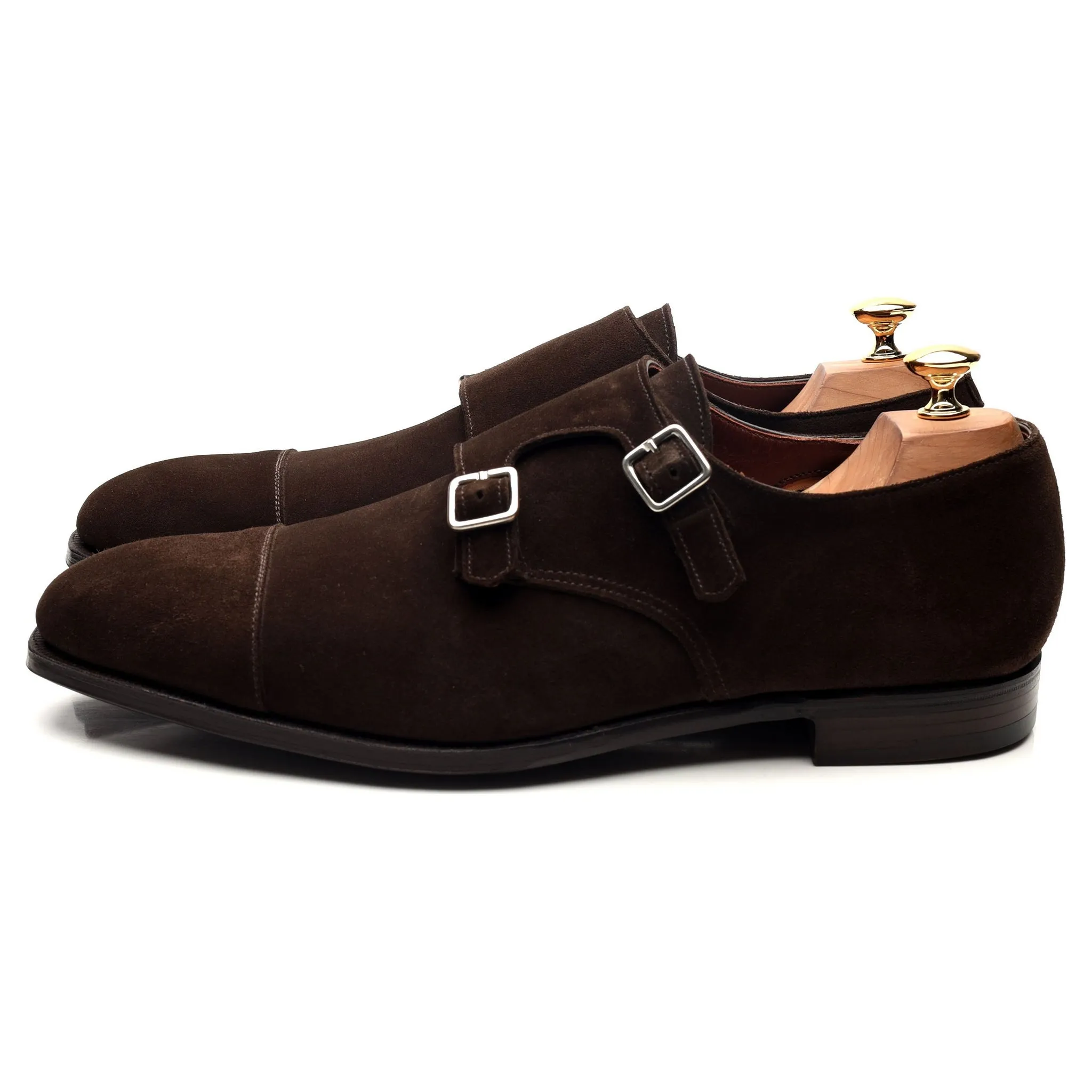 'Thomas' Dark Brown Suede Double Monk Strap UK 10 E