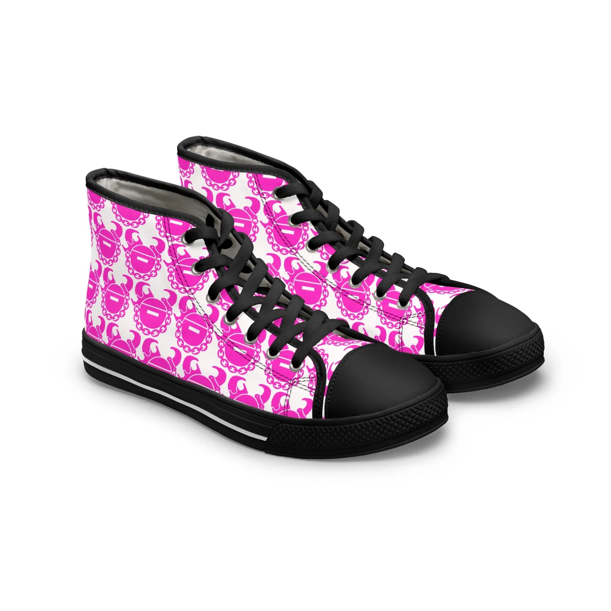 Women's High Top Sneakers - White/Pink Helmets