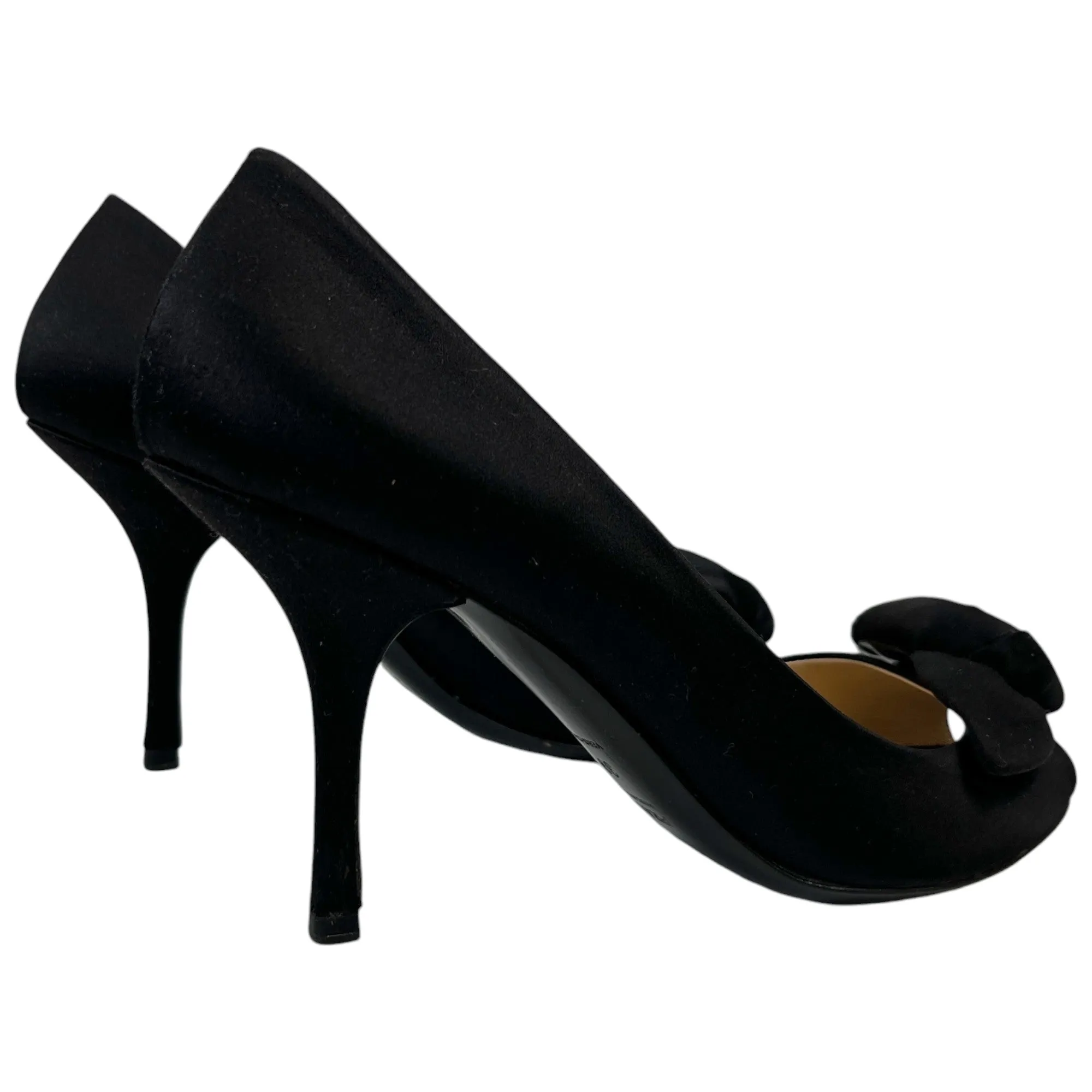 Women's Satin Peep Toe Heels Black Size EU 39 / UK 6