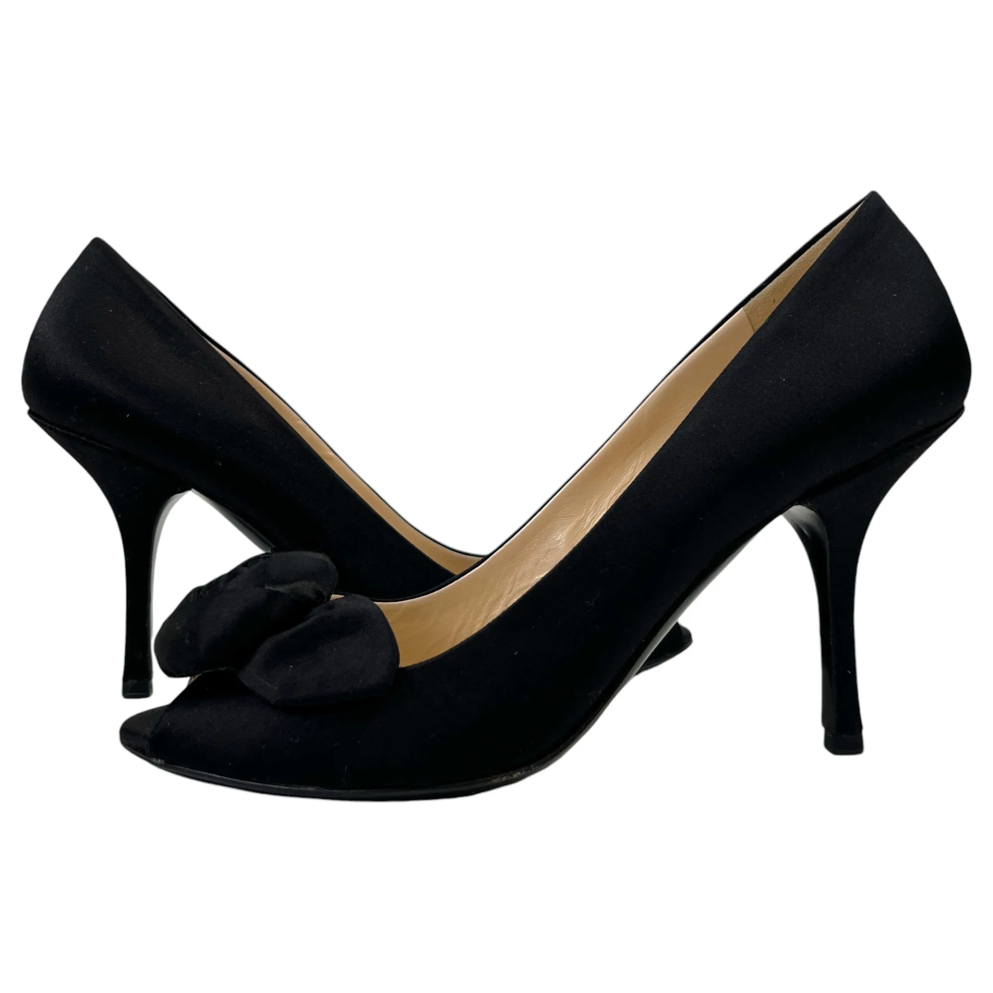 Women's Satin Peep Toe Heels Black Size EU 39 / UK 6